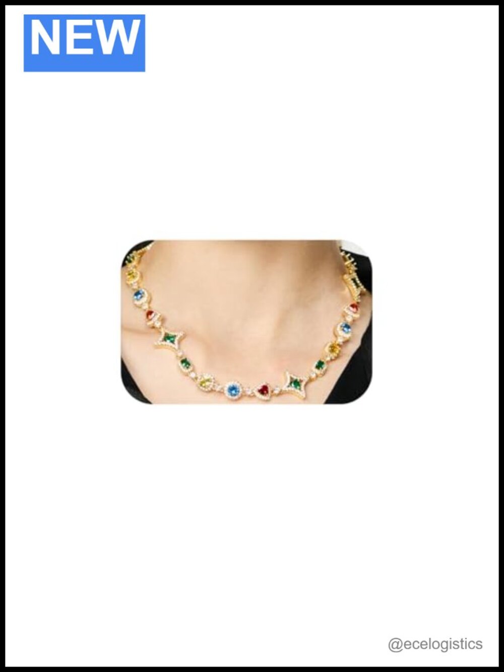 Unisex Hip Hop Zirconia Pendant Necklace 16 Inch Gold Plated Brass Streetwear